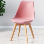 Tulip Pink Dining Room Chairs Modern Plastic Leather Chair with Wood Legs