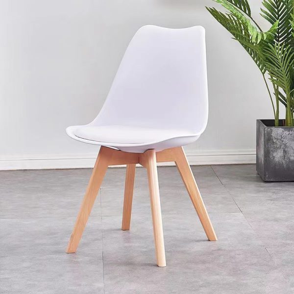 Tulip White Dining Room Chairs Modern Plastic Leather Chair with Wood Legs