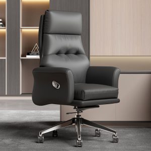 comfortable black executive office desk chair with wheels